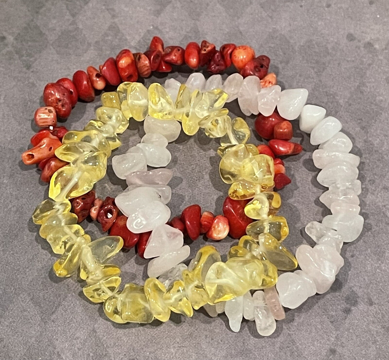 Crystal Gemstone Bracelets Chakra Natural Stone Chip Beads Reiki Jewelry 3pcs