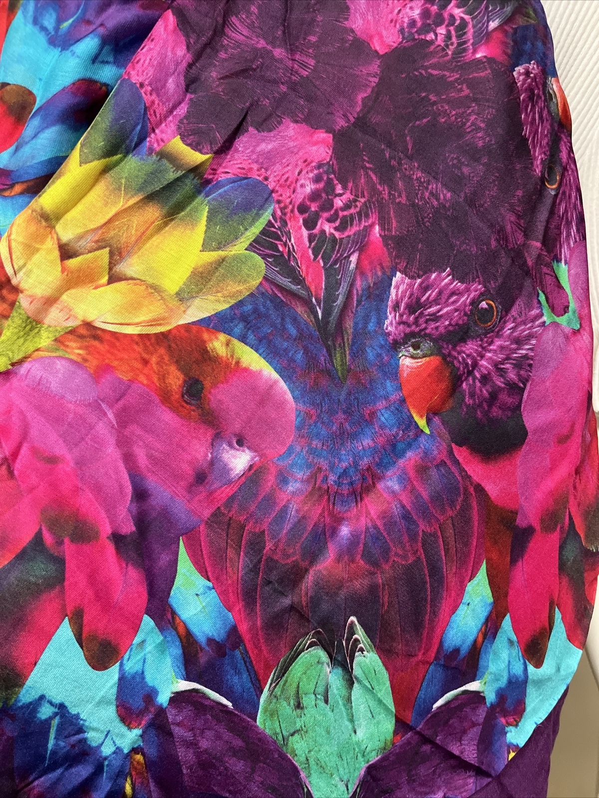 $78 NWT ECHO WOMENS RAINBOW FLORAL Wild Birds SCARF- JC304