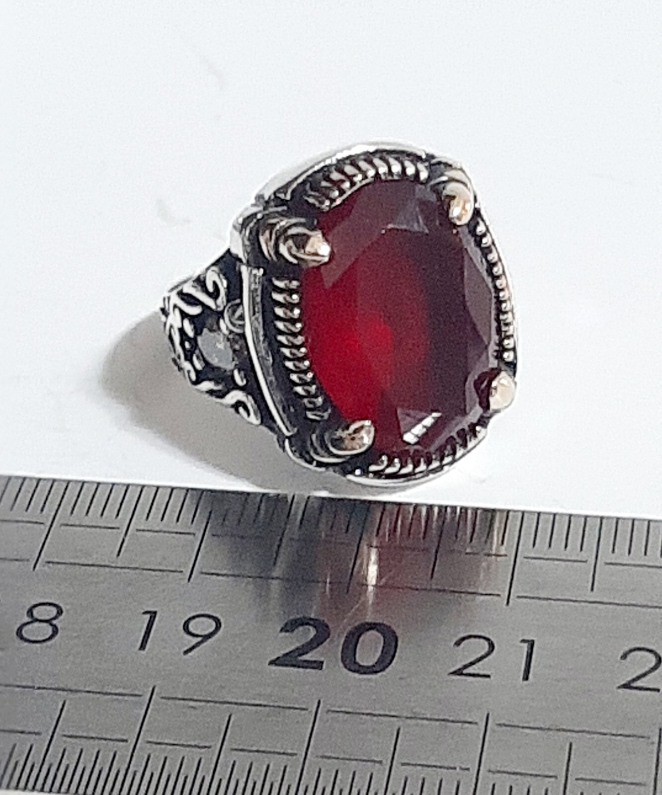 Men 925 Silver Ring Solitaire Ruby Spinel Ring Man Sterling $