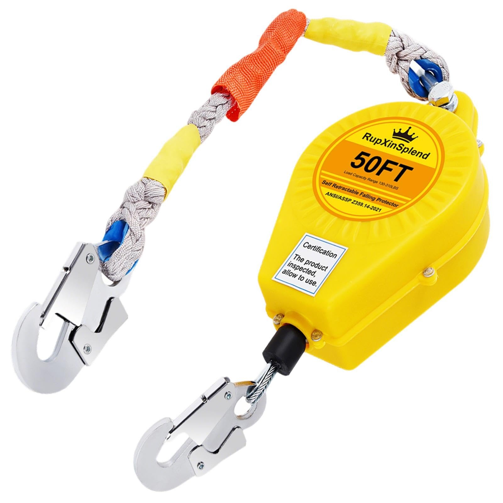 RupXinSplend Fall Arrester Protector Self Retractable 50FT Fall Protection Ge...
