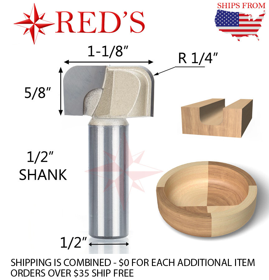 Tideway Carbide Professional LC05011808 1-1/8" Bowl & Tray 1/2" shank router bit