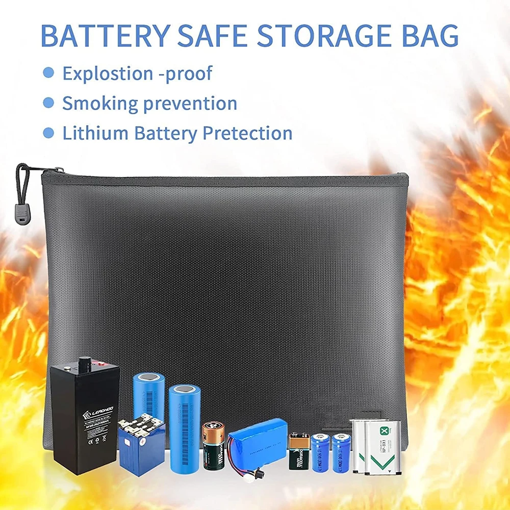 2000℉ Fireproof Document Pouch Fire Proof Money File Bag Waterproof Safe Cash