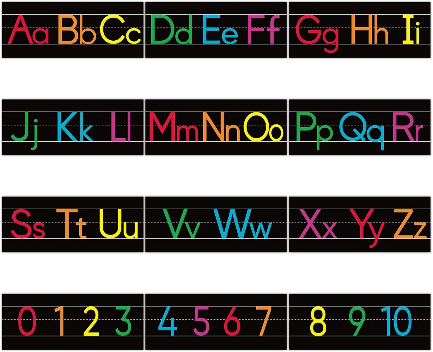 12 Pieces Alphabet Line for Classroom Wall - Manuscript ABC Banner and Number