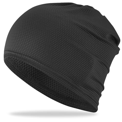 Cooling Skull Caps for Men Women-Thin Breathable Mesh Beanie for Men 1pcs-black