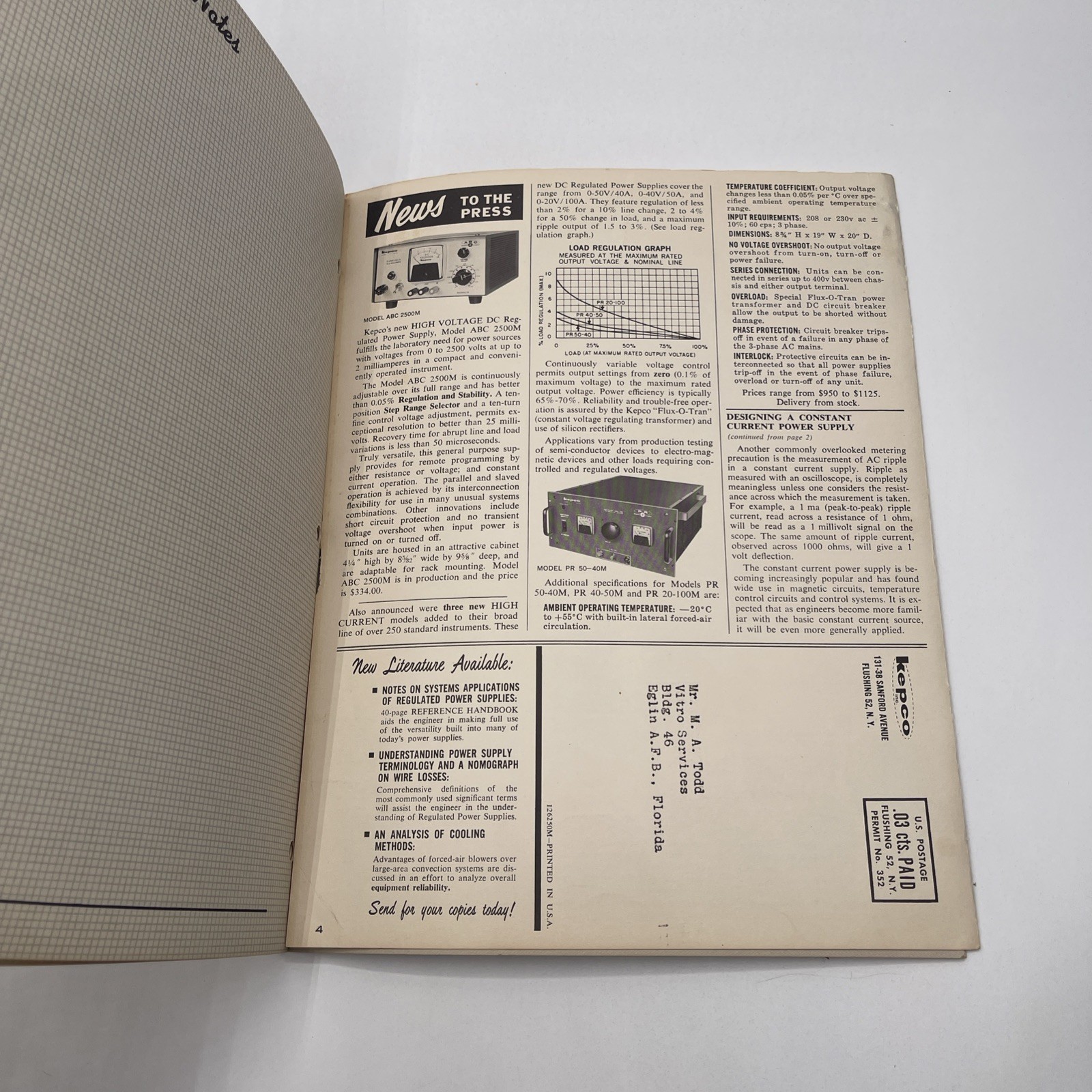 Kepco Notes Systems Applications Regulated Power Supplies Catalog 1962