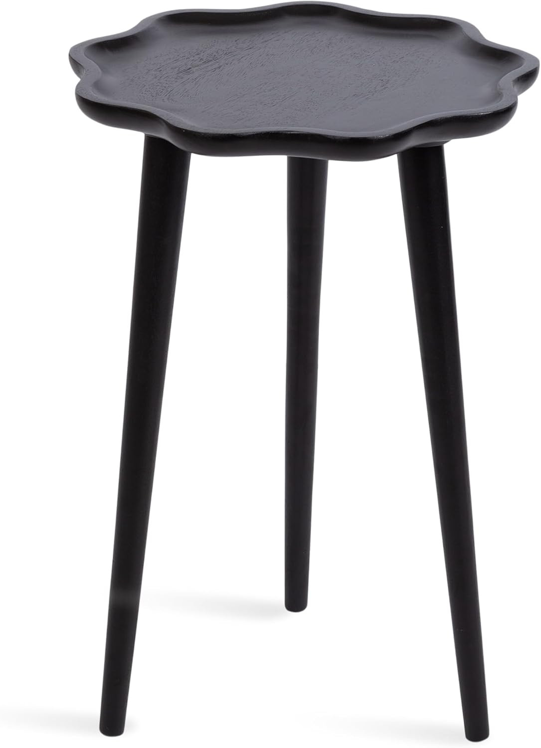 Alezar Modern Wooden round Side Table, 15 X 15 X 22, Black, Solid Wood End Table