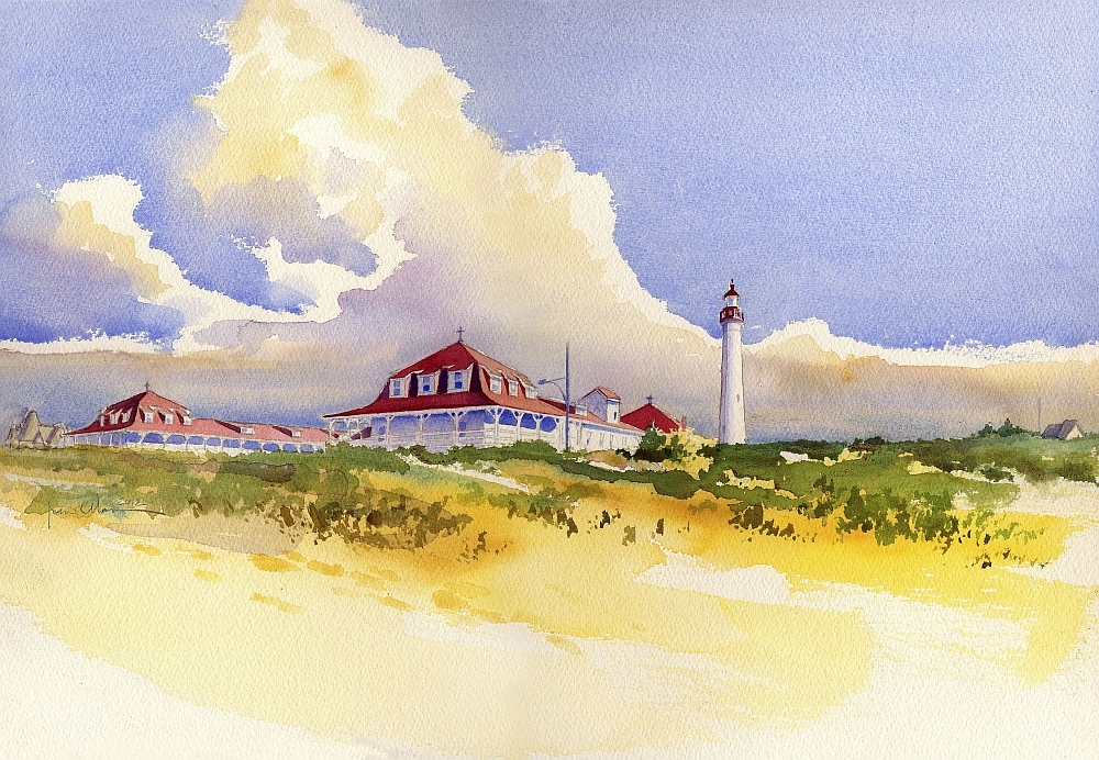 Cape May Lighthouse, NJ. Saint Mary by-the-Sea Retreat. Watercolor Notecards