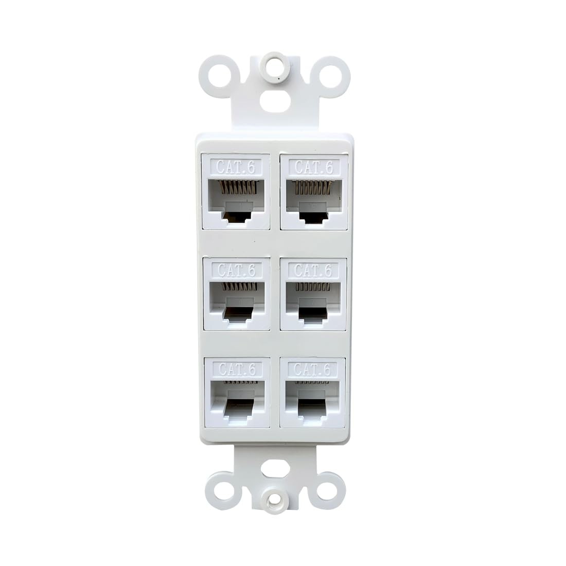 6 Port CAT6 Ethernet Wall Plate Insert - Keystone Insert Faceplate with CAT 6...
