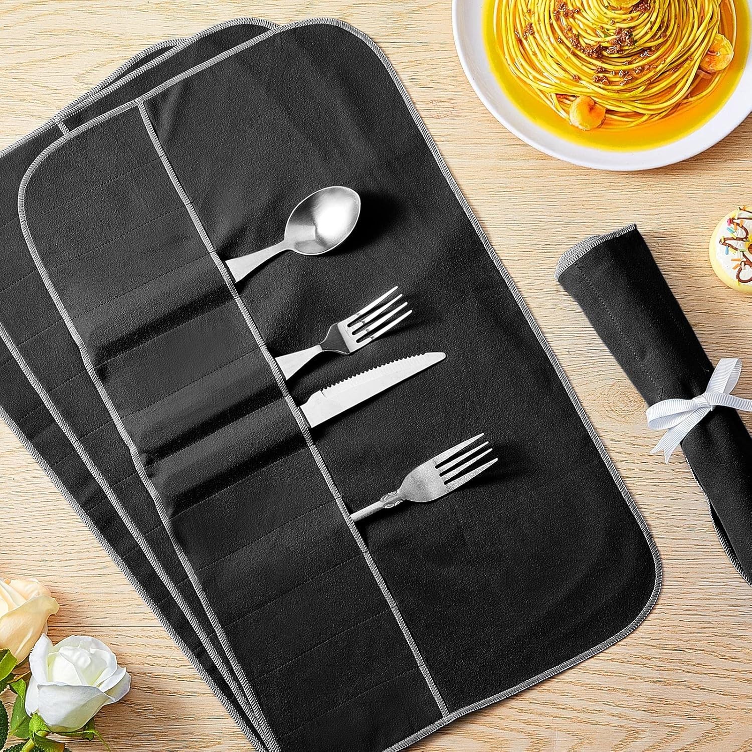 6 Pcs Anti Tarnish Silver Storage Bags Cloth Felt Flatware...