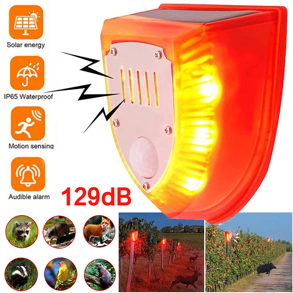 Solar Alarm LED Light Solar Strobe Light Wireless Motion Sensor Detector Outdoor