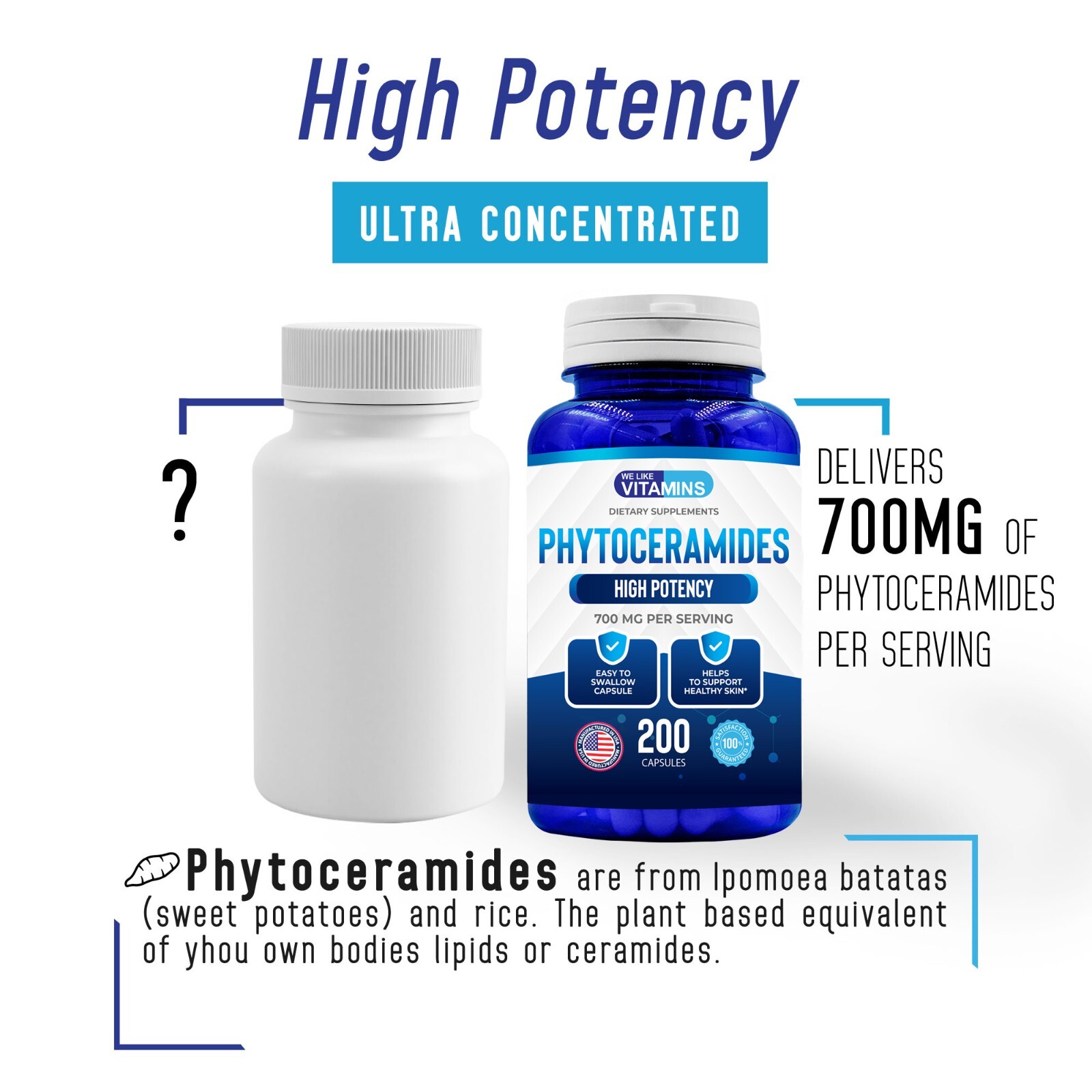 Phytoceramides 700mg - 200 Capsules - Best Value We Like Vitamins
