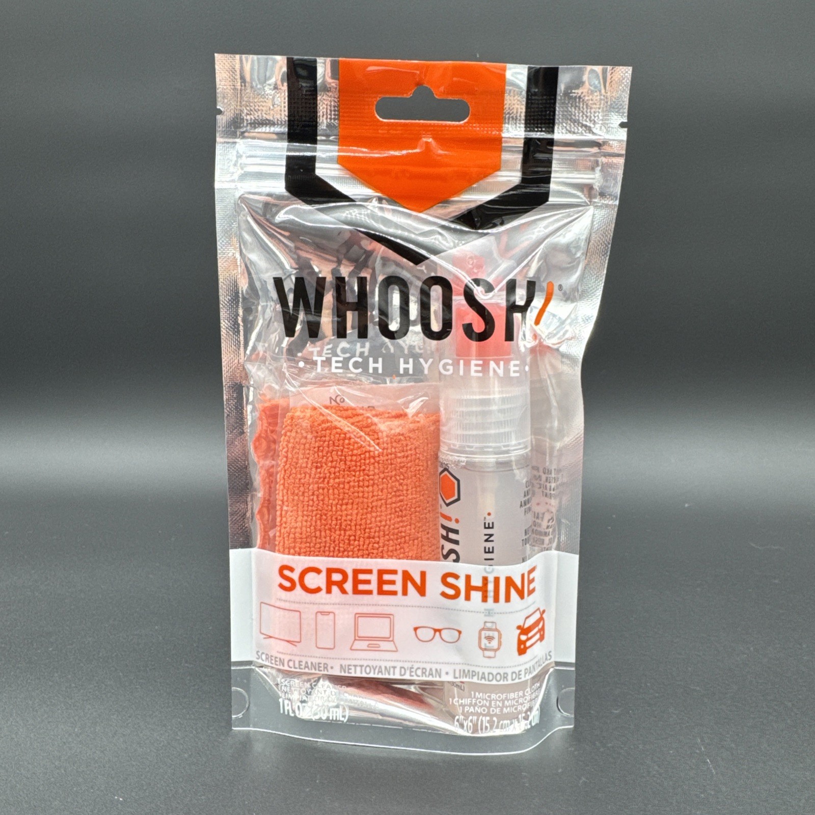 WHOOSH! Screen Shine Cleaning Kit with Cloth & Liquid for Screens, 1 fl oz