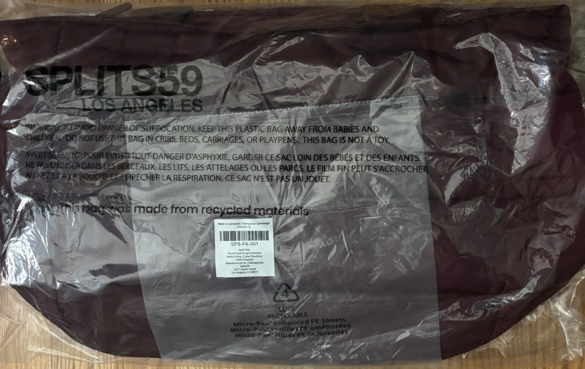 SplitS59 Los Angeles Gym Tote BAG Lightweight-chic and Spacious-NEW