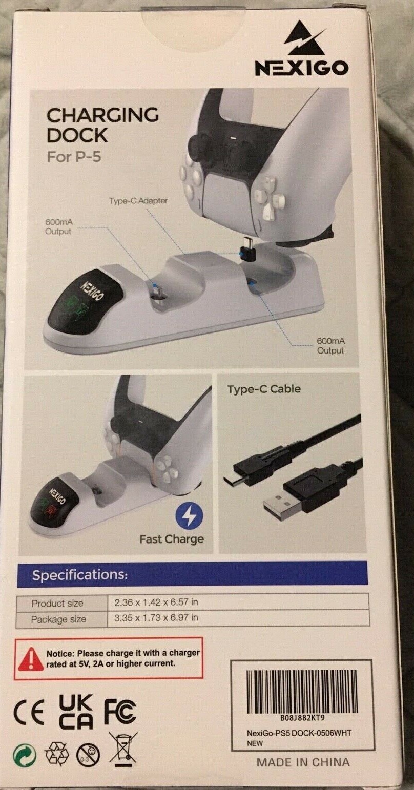 PS5 PlayStation 5 Controller Charger Dual Charging Station LED White