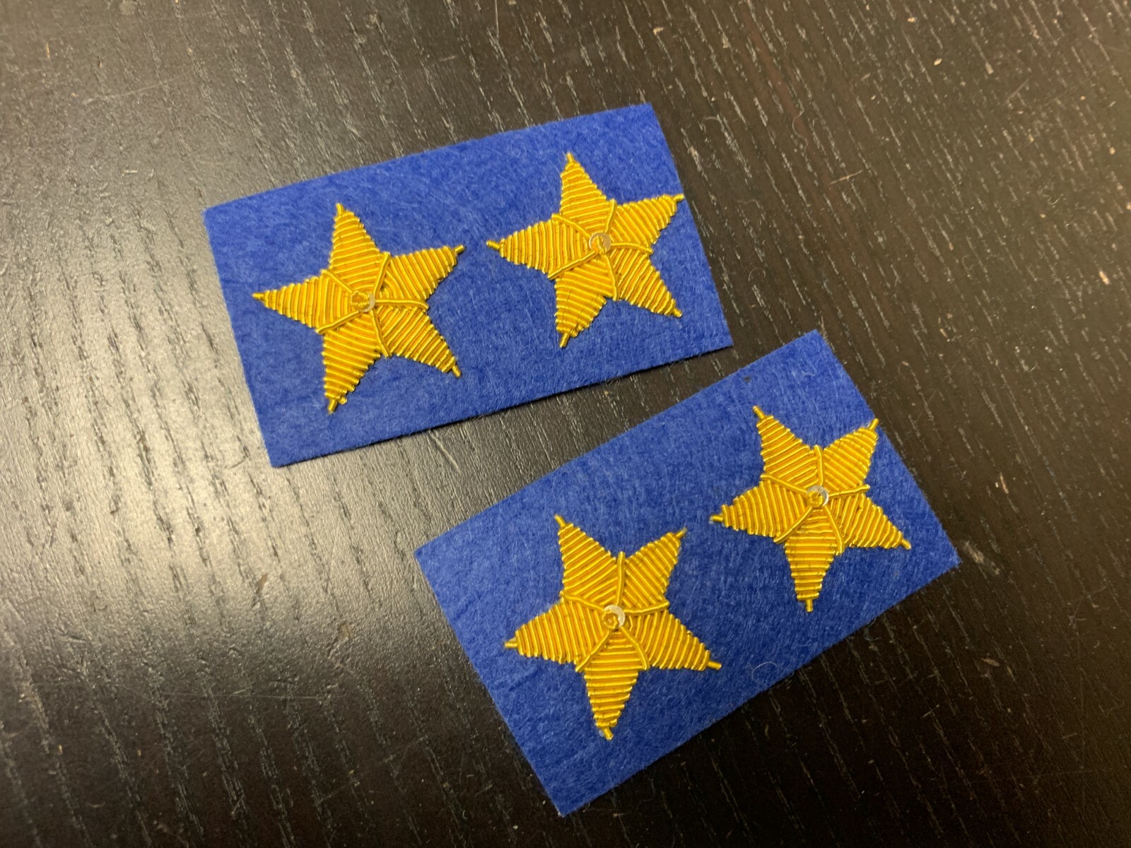 Civil War Confederate Gold Stars - ROYAL BLUE Back - 2 Star LT. COLONEL New