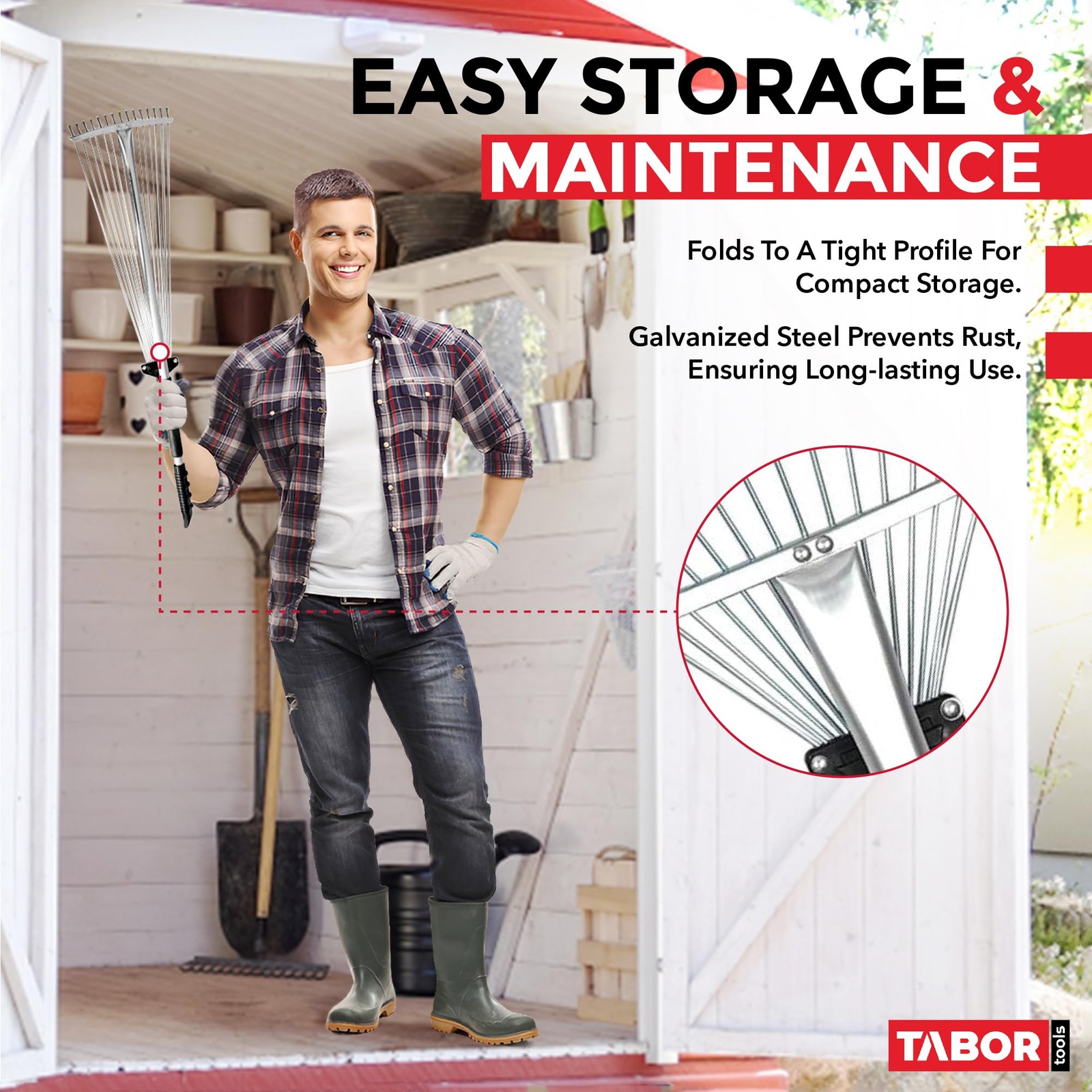 TABOR TOOLS Adjustable Full length: 63", collapsed size: 32", Red, Black
