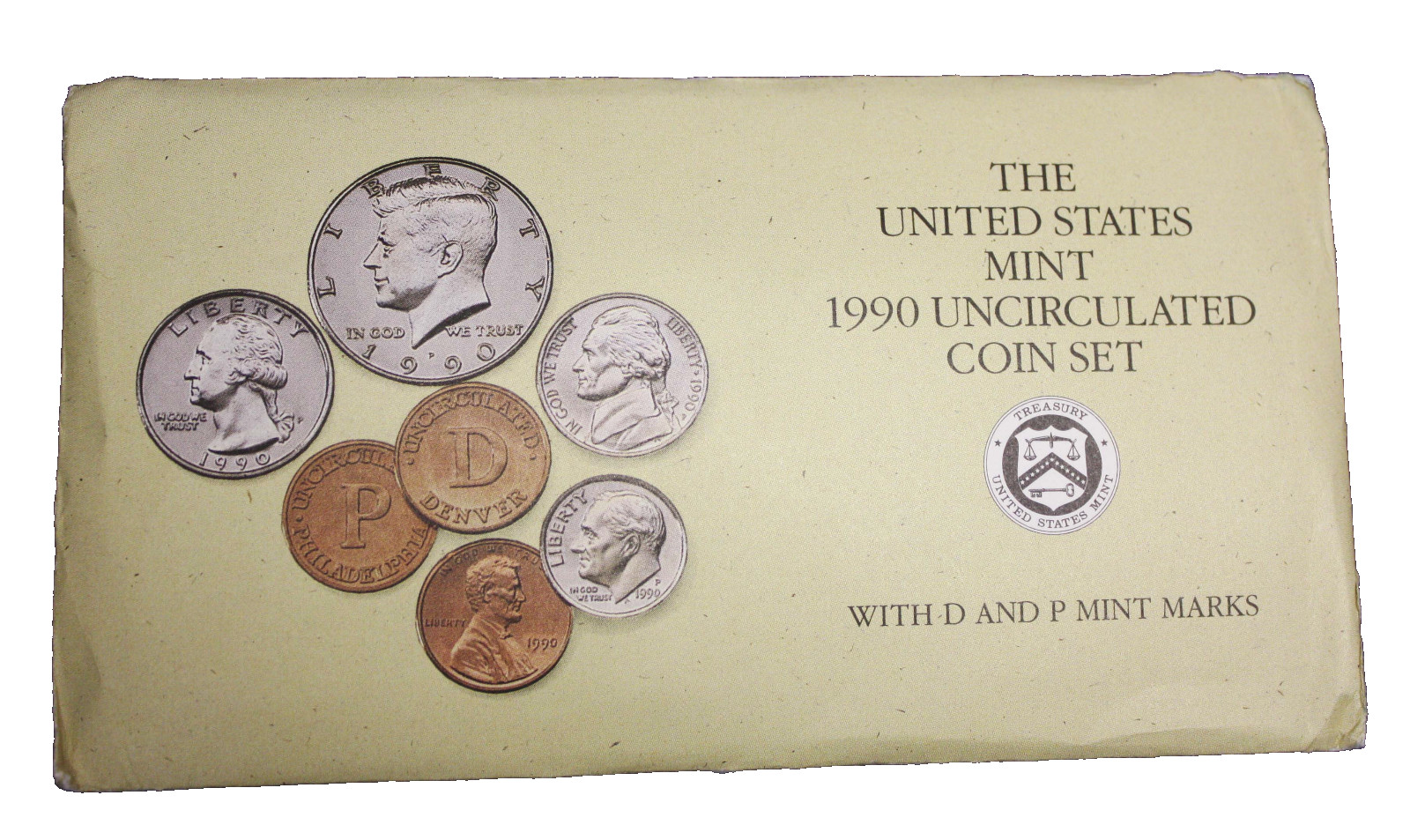 1990 US Uncirculated Mint Set 10 Coins Original Cello in Original Envelope
