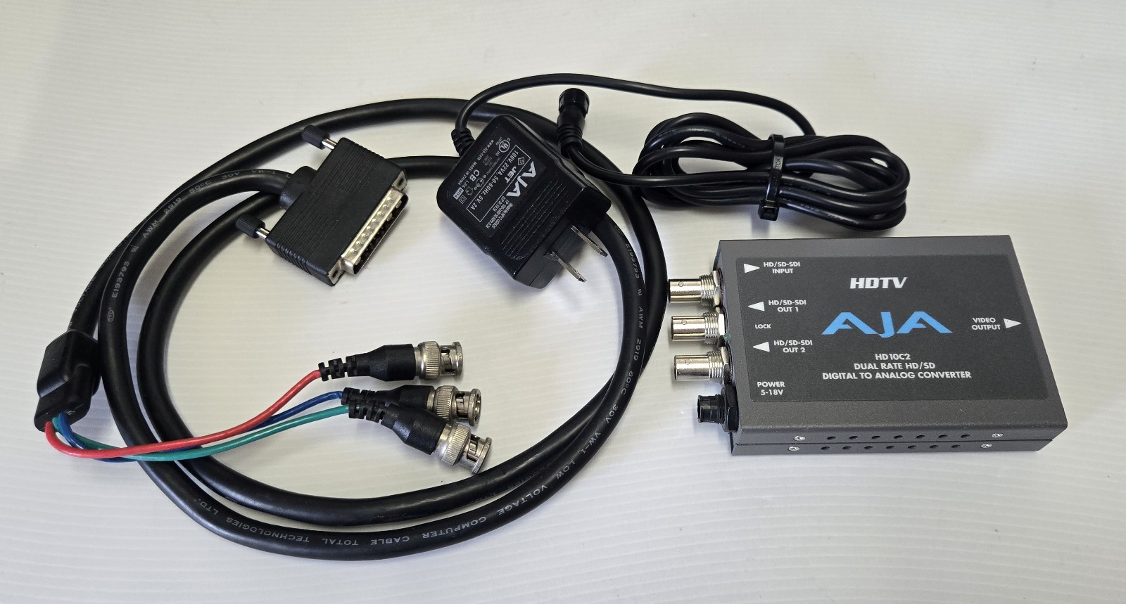 AJA HD10C2 Dual Rate HD/SD Digital to Analog Converter Breakout Cable PSU