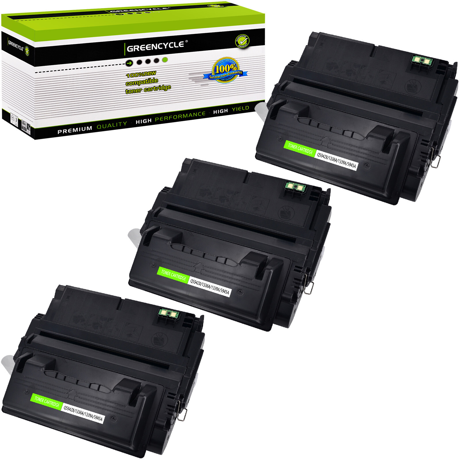3 Pack Q1338A 38A Toner Cartridge Compatible with HP LaserJet 4200 4200n 4200dtn