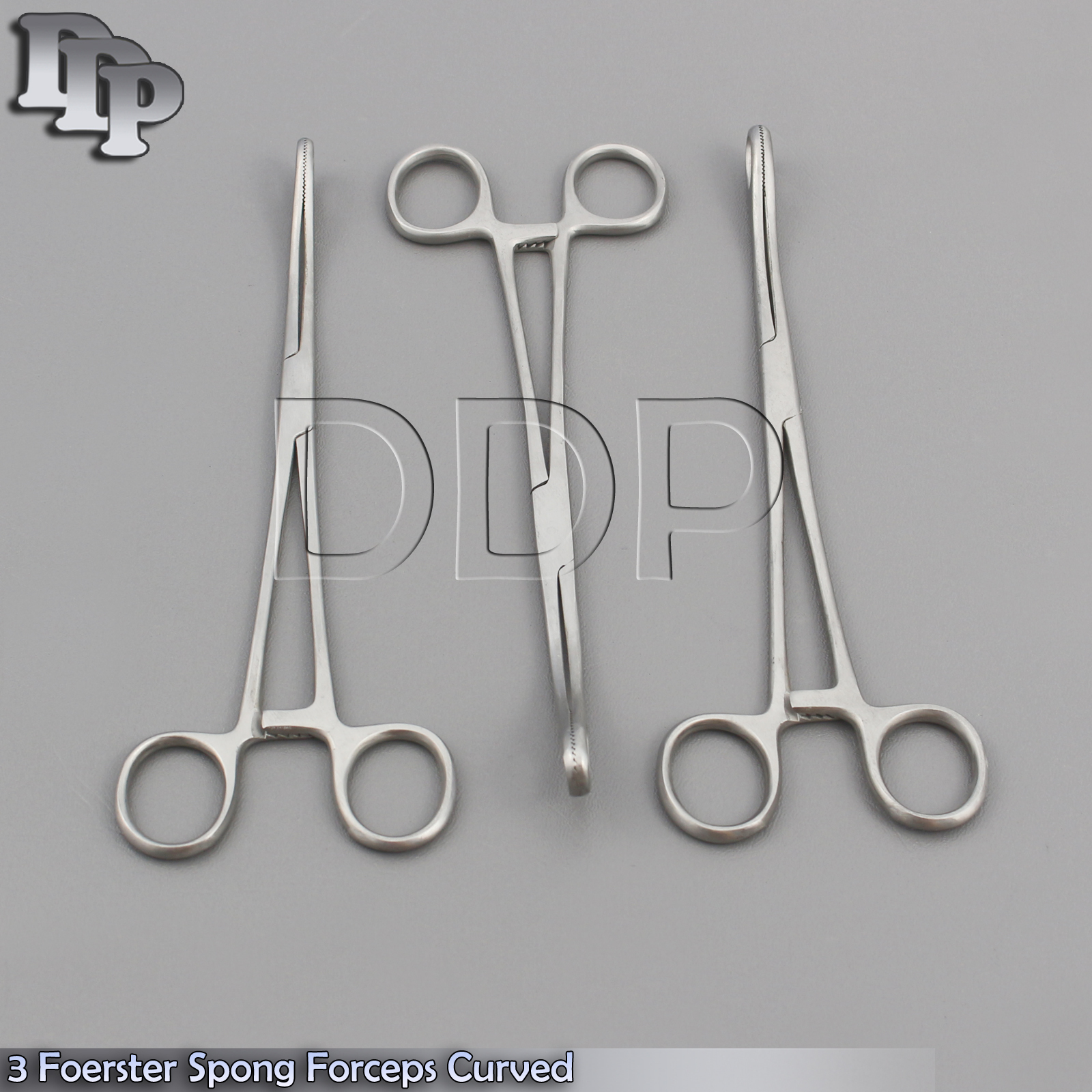 3 HIGH POLISH PACIFATED FOERSTER SPONG FORCEPS 7.5" CURVED SERRATED TIP
