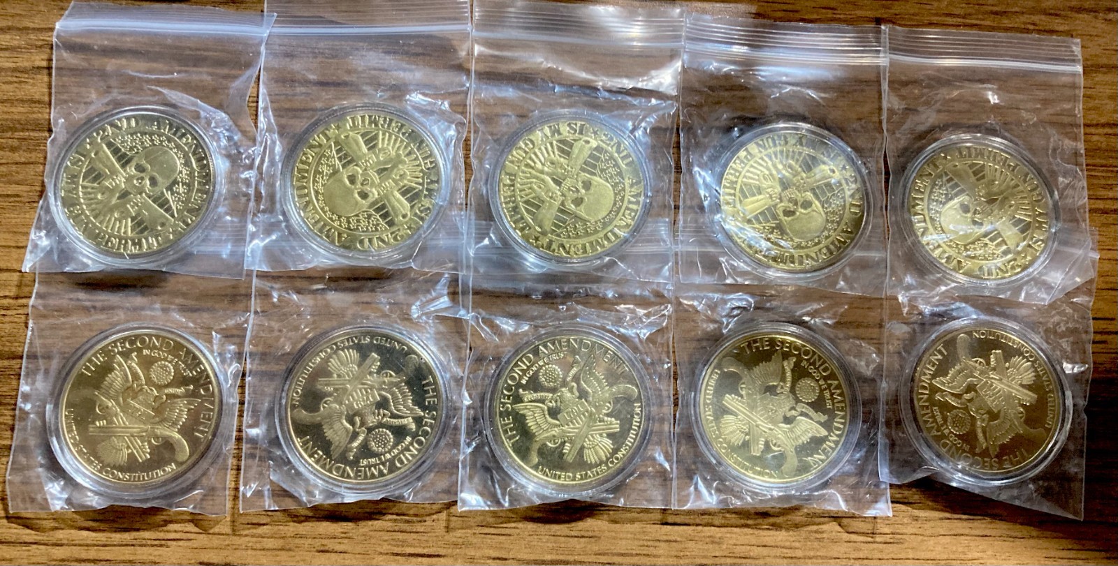 "SECOND AMENDMENT IS MY GUN PERMIT" GOLD PLATED TOKEN COIN - lot of 10