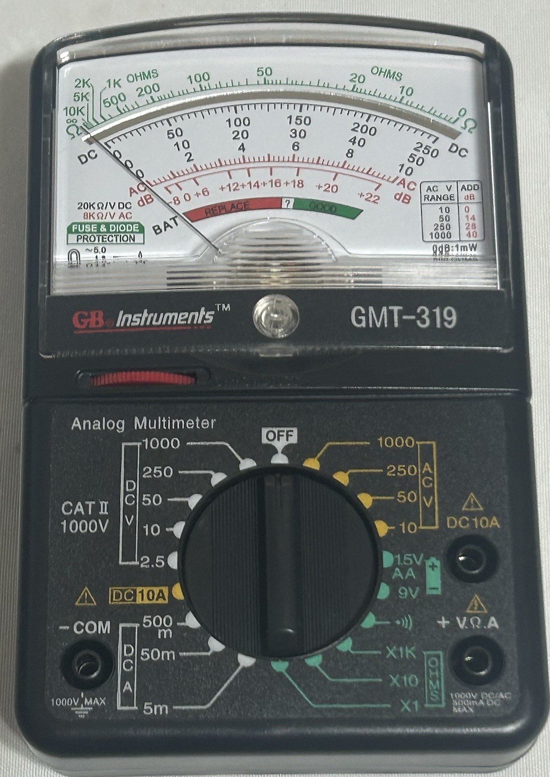 GMT-319 Multimeter Tester, RJ-45 & RJ-11, 7 Function / 19 Range 1000V Black