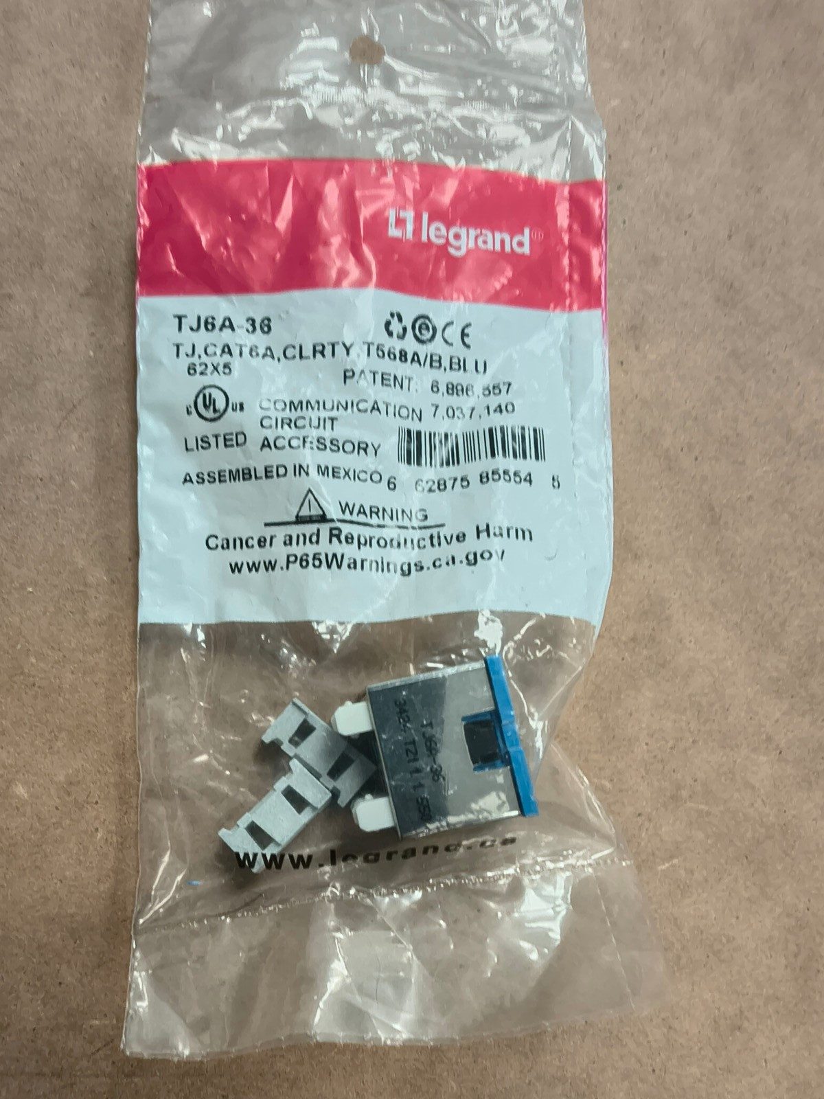 New Legrand Ortronics TJ6A‑36 Clarity Cat6a TracJack BLUE Jack