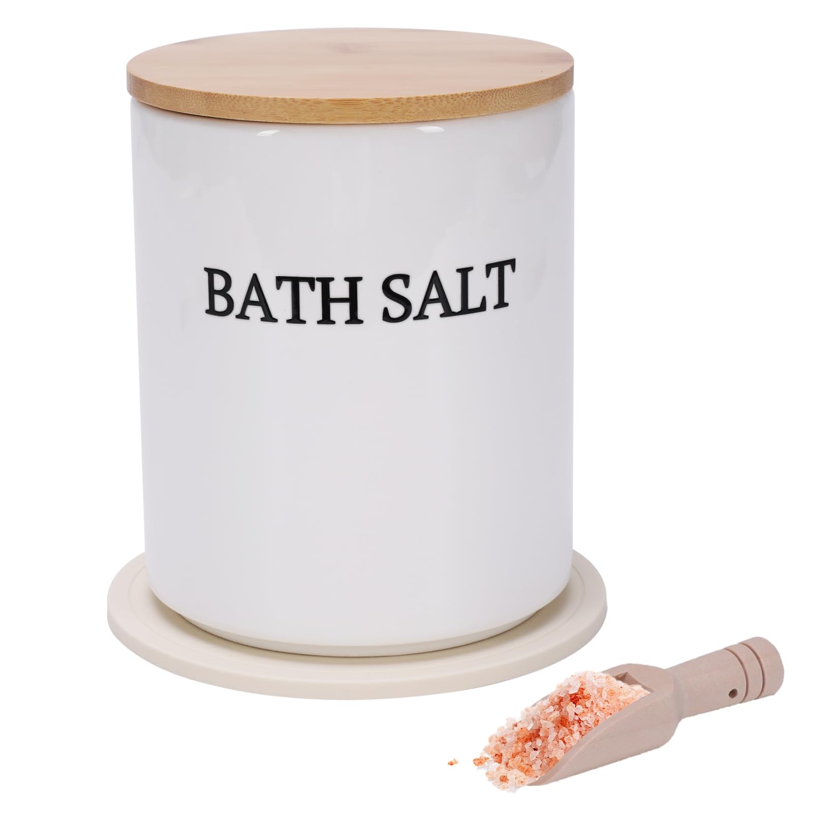 64 oz Bath Salt Jar Set, Ceramic Bath Salt Container with Scoop & Mat, Epsom ...