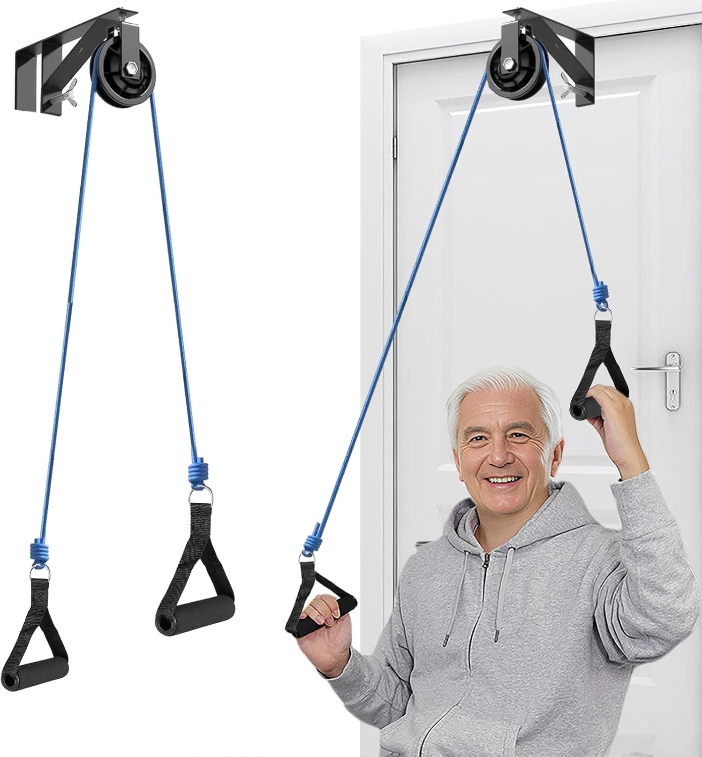 Shoulder Pulley for Physical Therapy & Rehab, Over The Door Pulley System wit...
