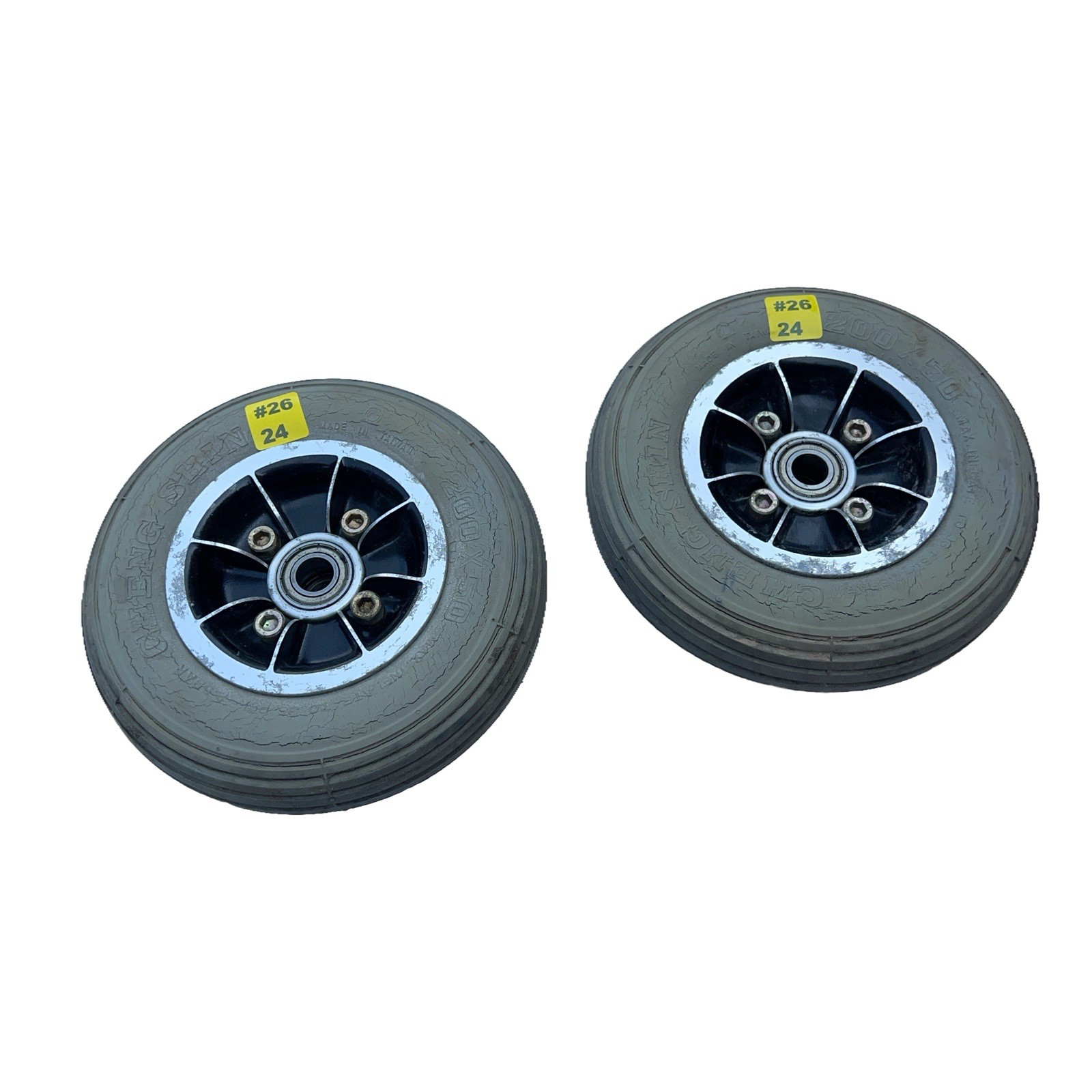 PAIR FRONT WHEELS TIRES BEARINGS 200X50 SHOPRIDER SUNRUNNER S SCOOTER PARTS