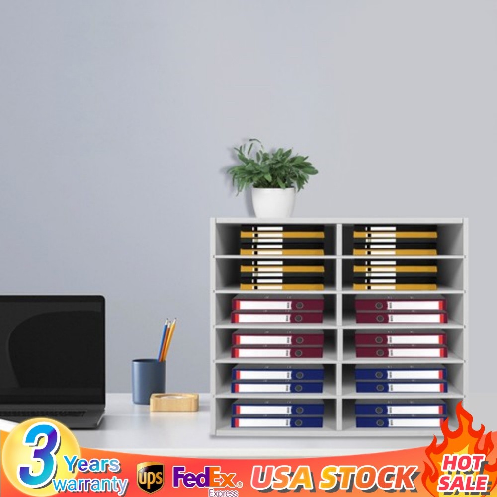 12Compartments Literature Organizer File Sorter Mail Center Holder Paper Cabinet