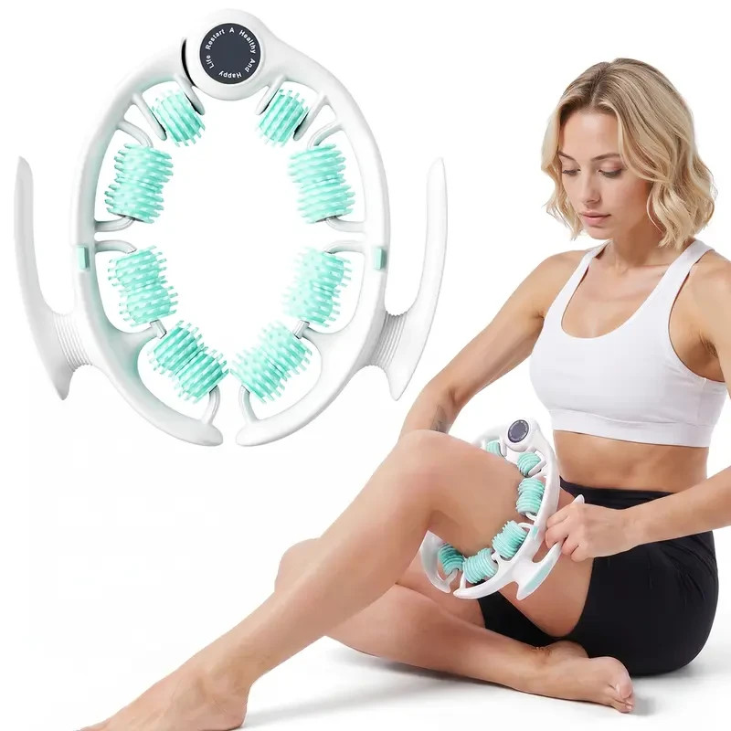 MERACH 2507 Manual Push Pull Roller Deep Tissue Massage Tool Ring, Green, NEW