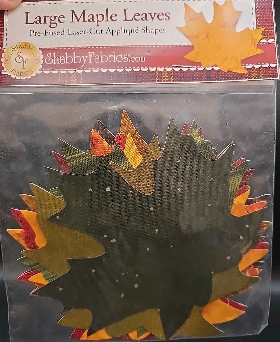 Large Maple Leaves.  Pre-fused Laser Cut Applique Shapes. Shabby Fabrics