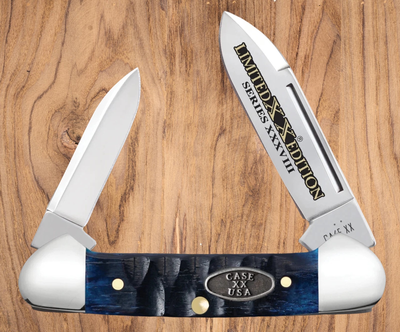CASE XX 53982 BABY BUTTERBEAN POCKET KNIFE LTD. XX ED. GATOR JIG OCEAN BLUE BONE
