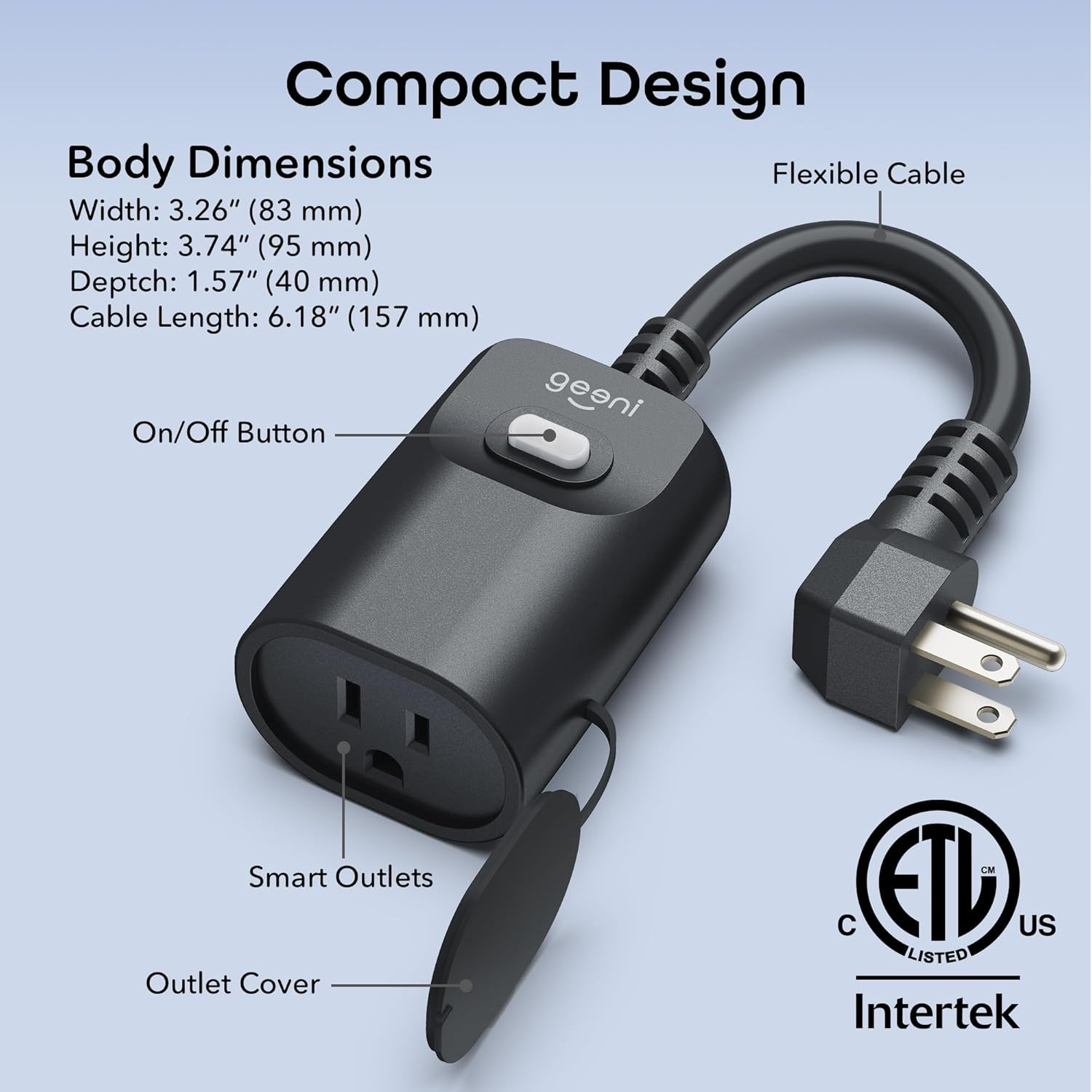 Indoor/Outdoor Smart Plug Weatherproof, 1 Socket Wireless Remote Control and Tim