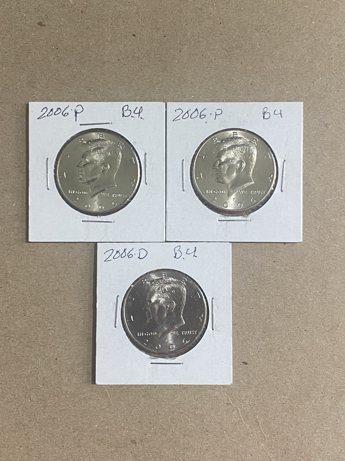 LOT OF 3 2006 KENNEDY HALF DOLLARS-BU!!! TWO PHILADELPHIA ONE DENVER