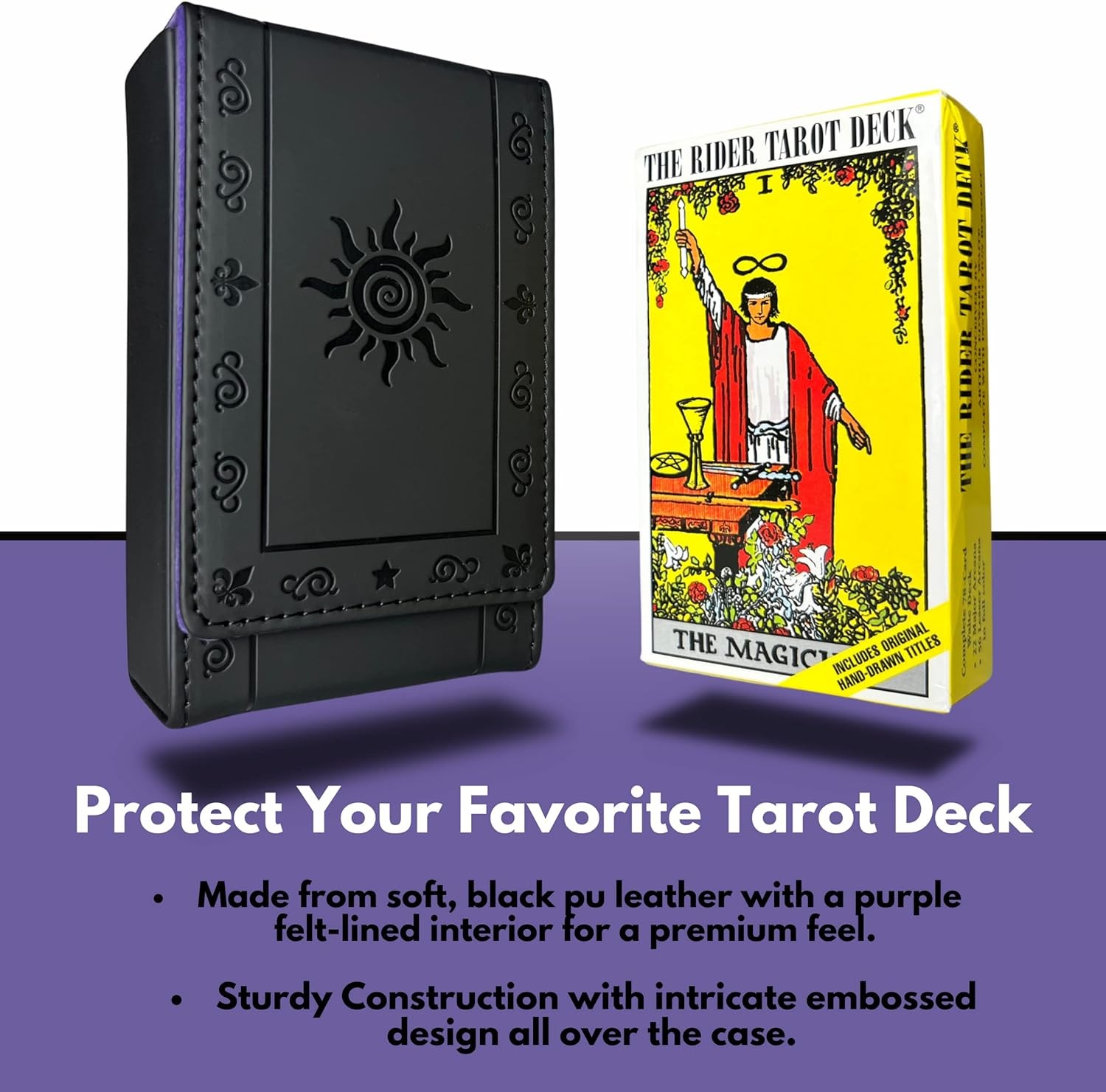 Luck Lab Leather Tarot Card Case/Holder - Black - For Most Standard Size...
