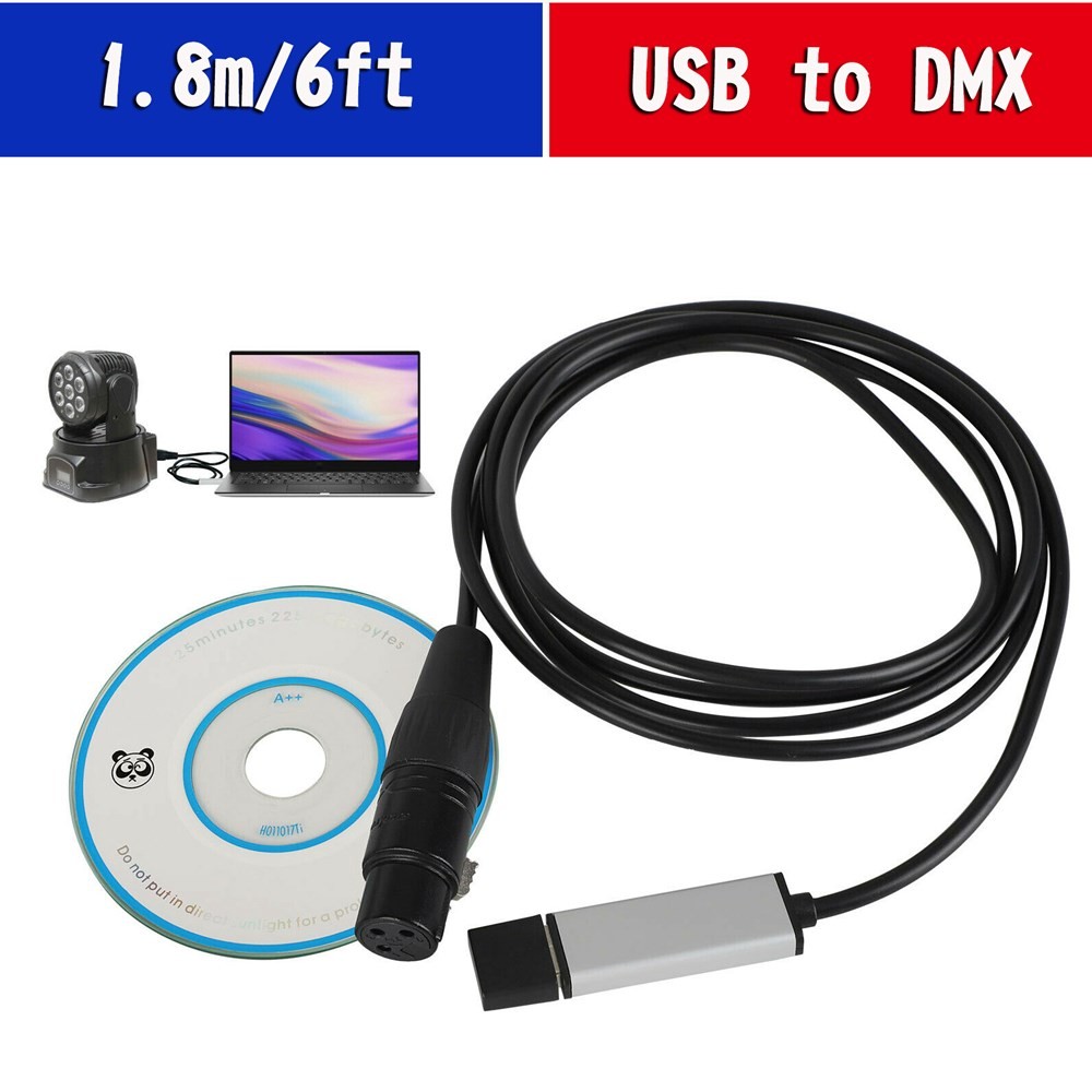 🚀USB to DMX Interface Adapter DMX512 Stage Light Controller Cable For Computer