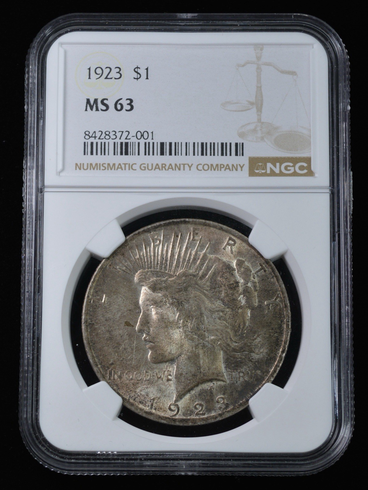 Toned 1923 Peace Silver Dollar $1- NGC MS 63 -Crusty Toning