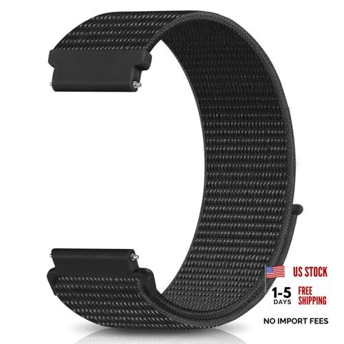 18mm 22mm Hook and Loop Watch Band Compatible with Garmin Vivoactive 20mm Black