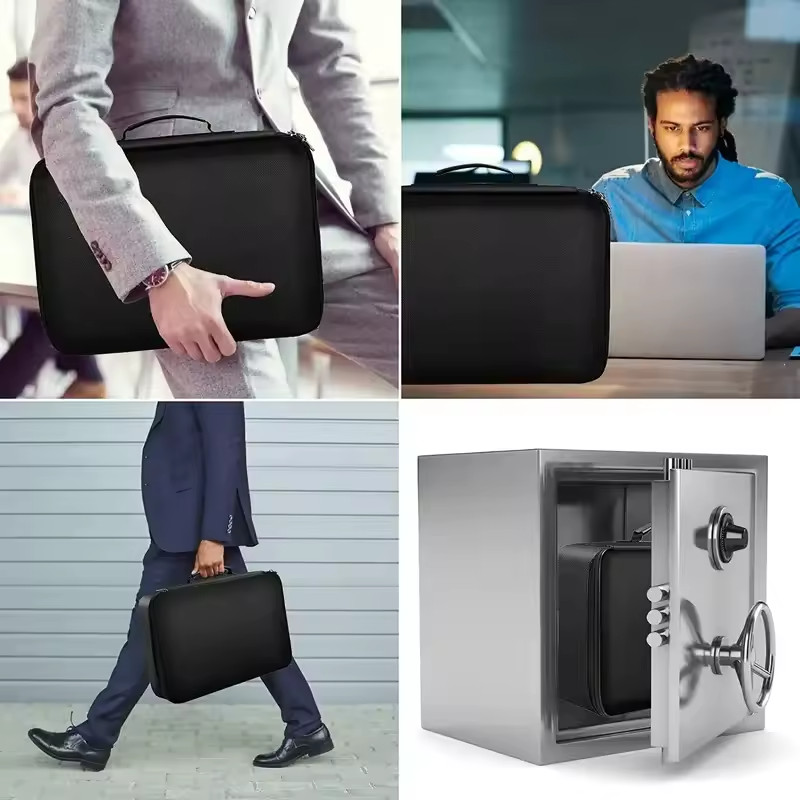 3-Layer Fireproof Document Box with Lock File Storage Box Waterproof Safe Bag US