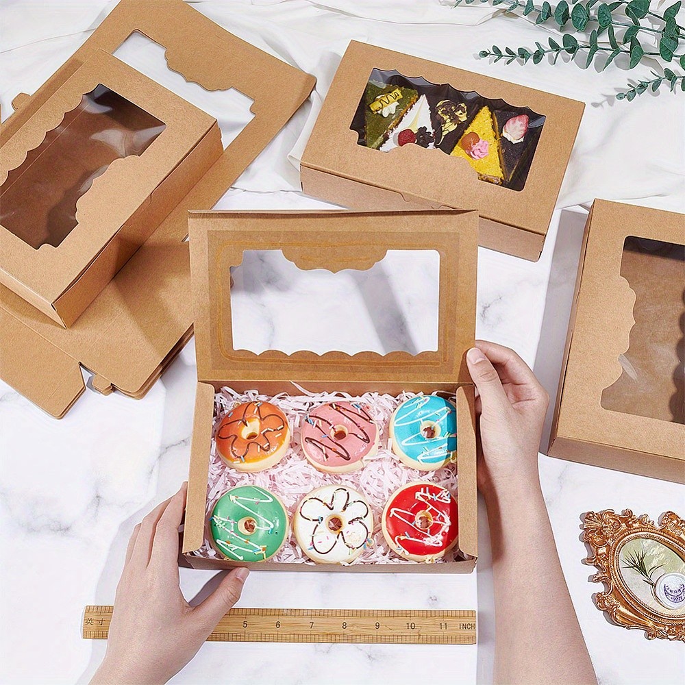 20pcs Folding Kraft Paper Mini boxes with Visible Window Gift Package Supplies