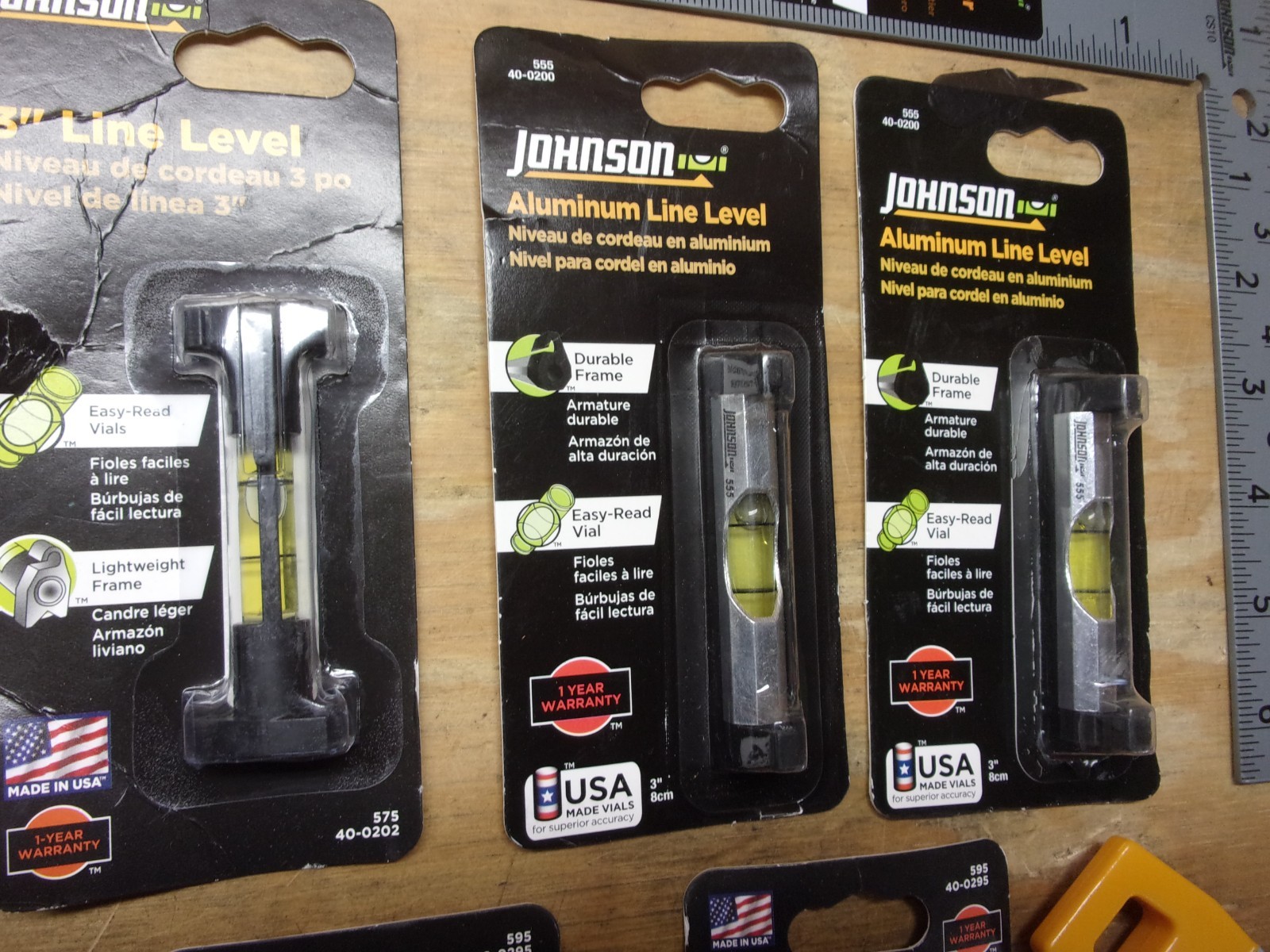 7pc. SET JOHNSON SQUARE, TORPEDO AND LINE LEVELS ..