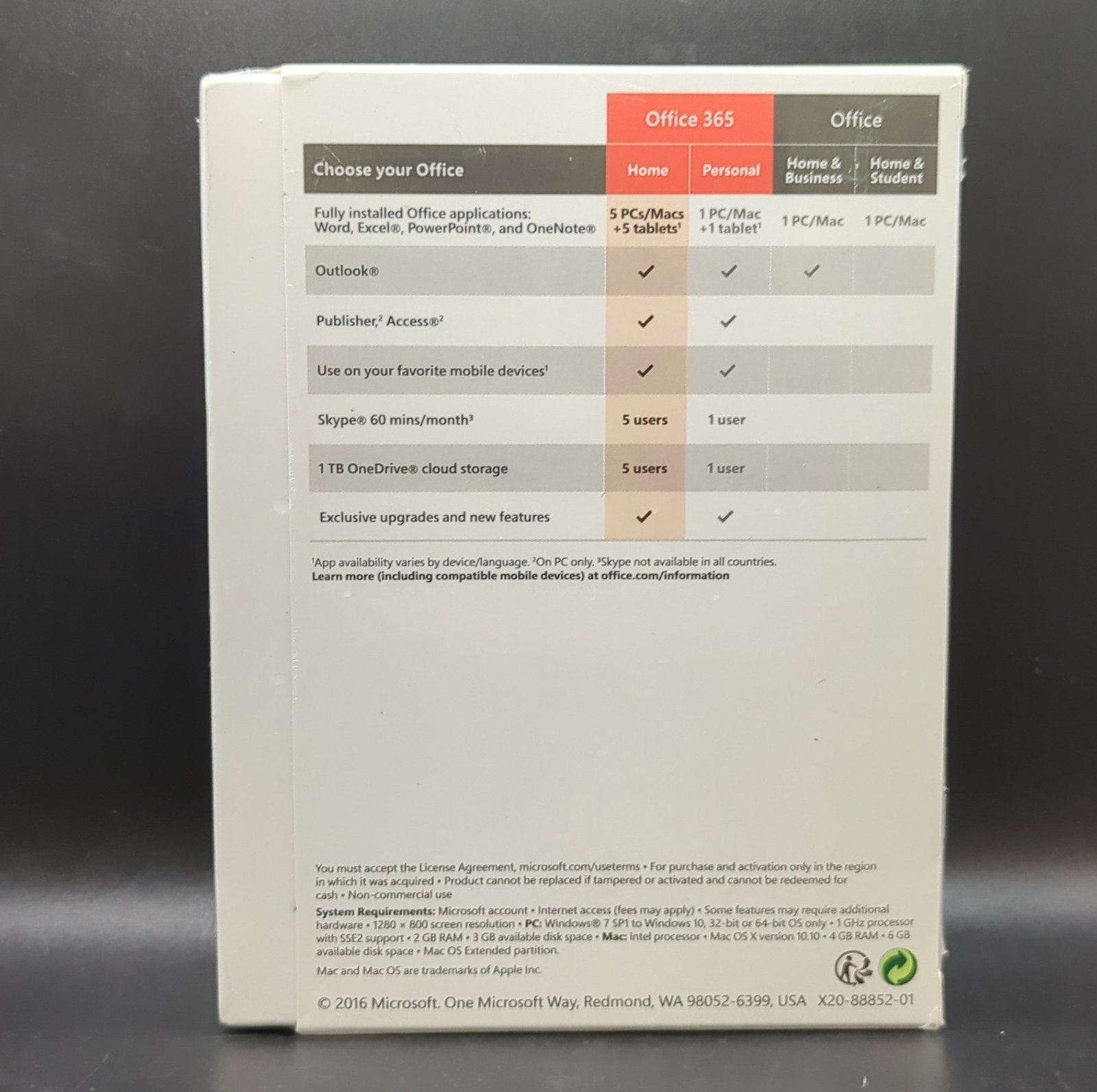 Microsoft Office 365 Home Subscription 1 Year 5 Users - NEW SEALED