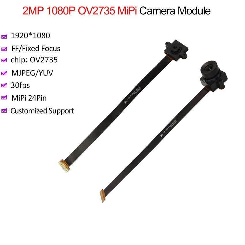 OV2735 2MP 1080P MiPi Camera Module 30fps FF Fixed Focus 65° 86° MJPEG, YUV FPC