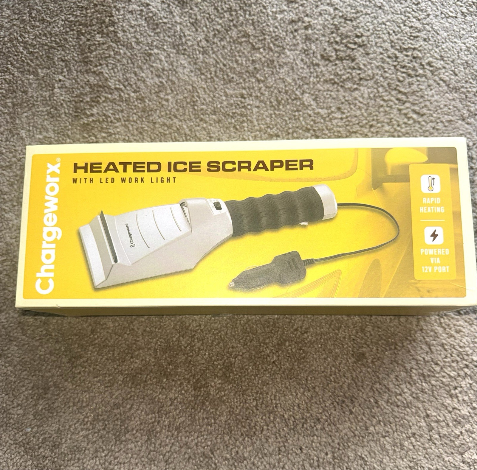 Heated Ice Scraper with LED Light - New In Box - Winter Car Tool
