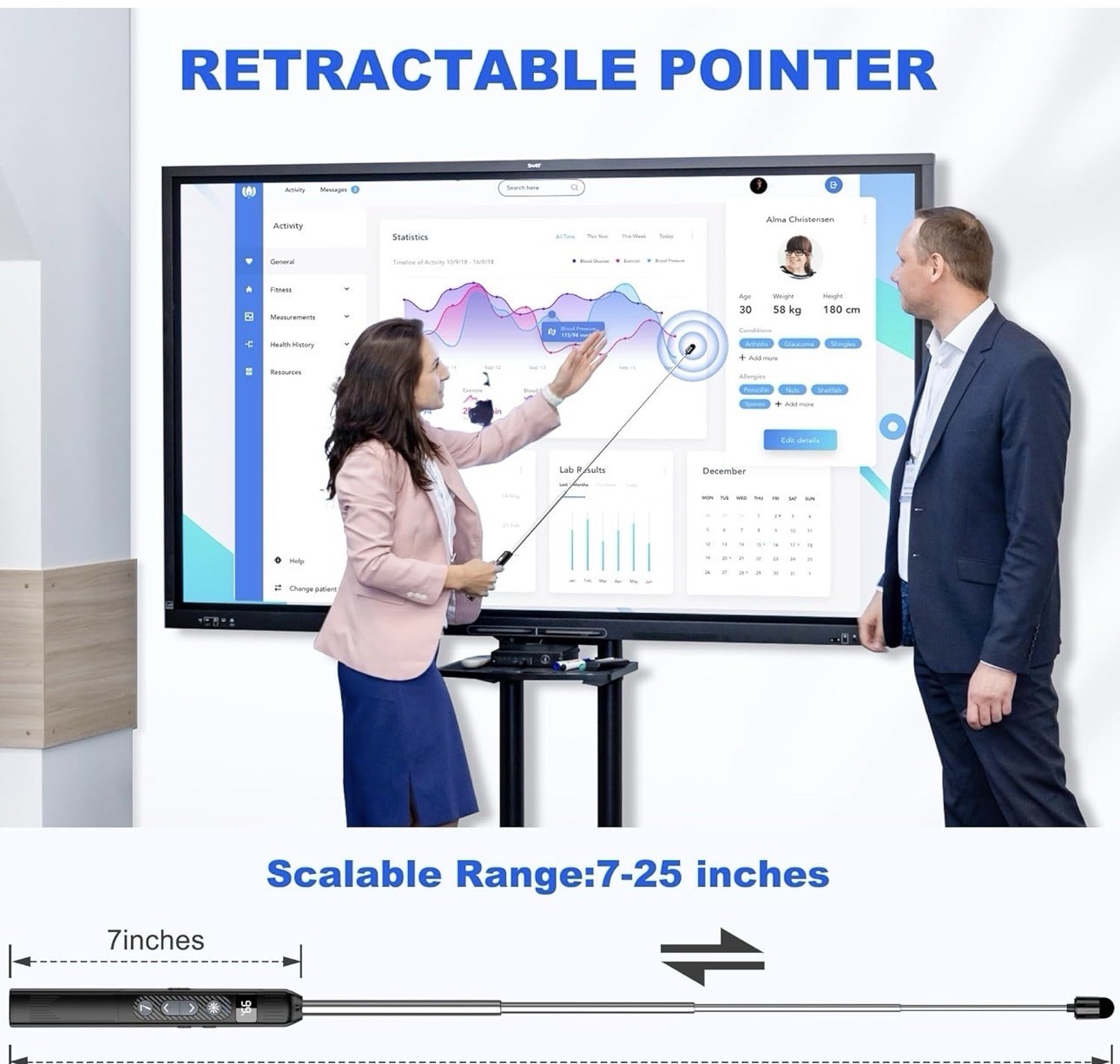 Retractable Wireless Presenter With Telescoping Pointer