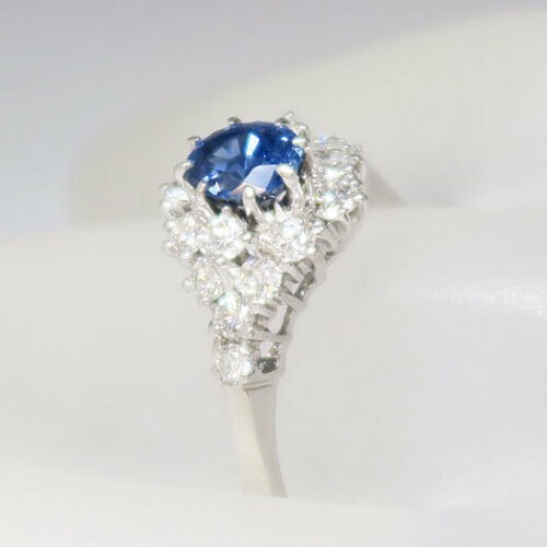 1.40 Ct Natural Sapphire Diamond Engagement Proposal Ring 14K Solid White Gold