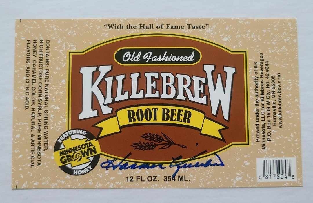 RARE: Harmon Killebrew HOF signed autographed Root Beer label