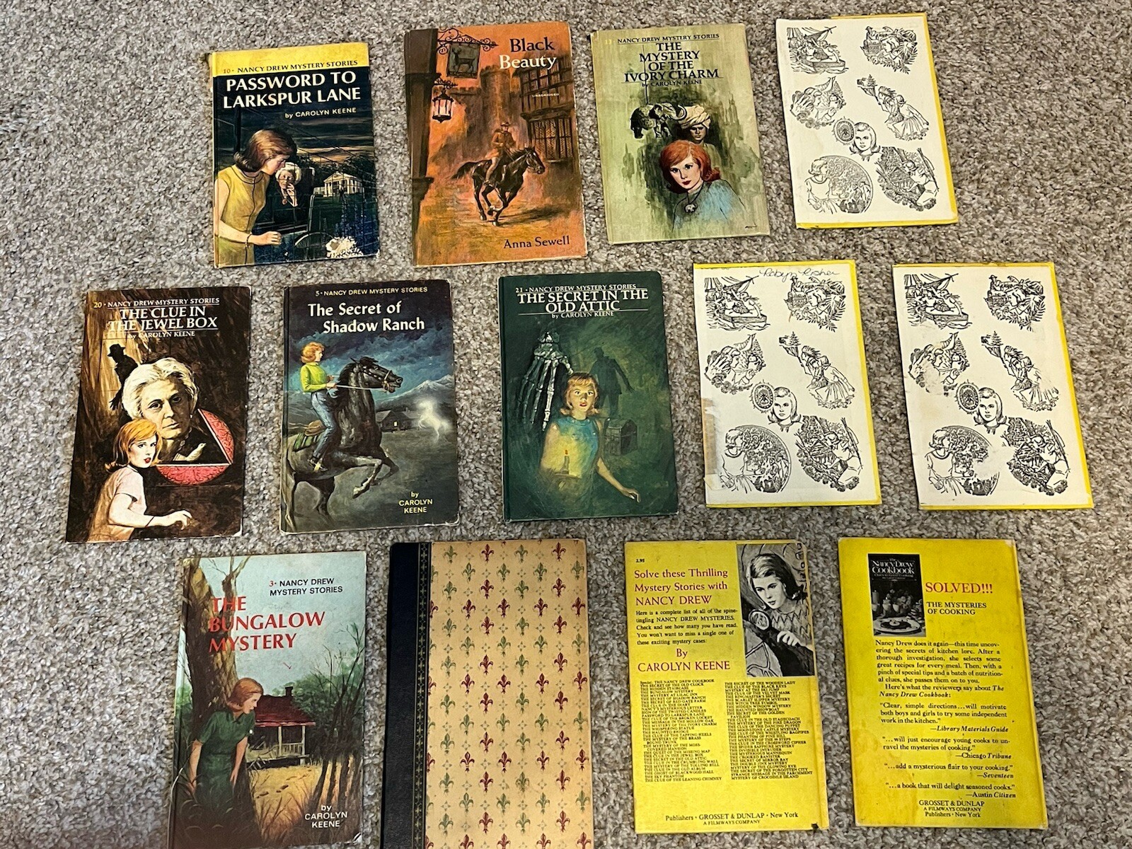 16 Old Book Cover Pieces For Crafts Junk Journals Nancy Drew Black Beauty
